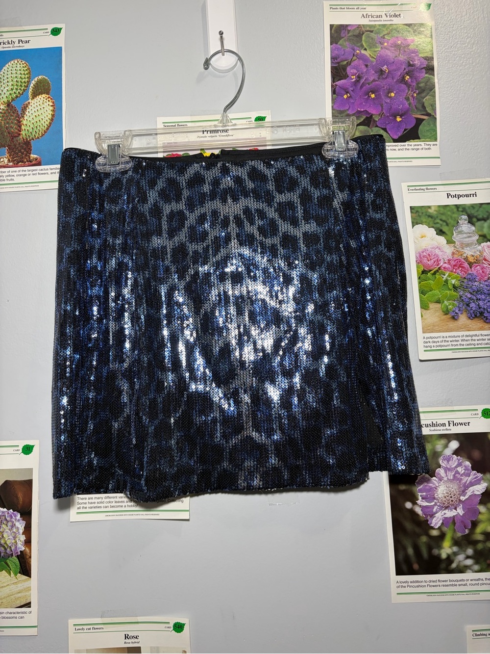 Zara Shimmery Blue Leopard Sequin Mini Skirt